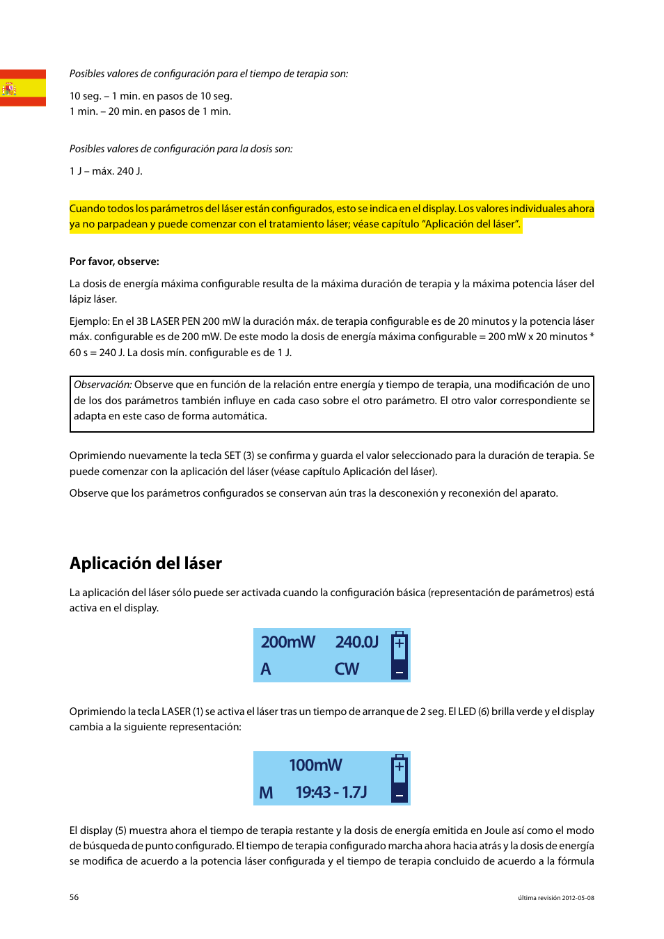 Aplicación del láser | 3B Scientific Light Therapy__3B Laser Pen 200 mW, 808 nm; infrared User Manual | Page 56 / 74