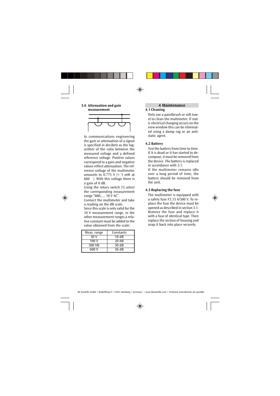 3B Scientific Analog Multimeter AM51 User Manual | Page 5 / 5