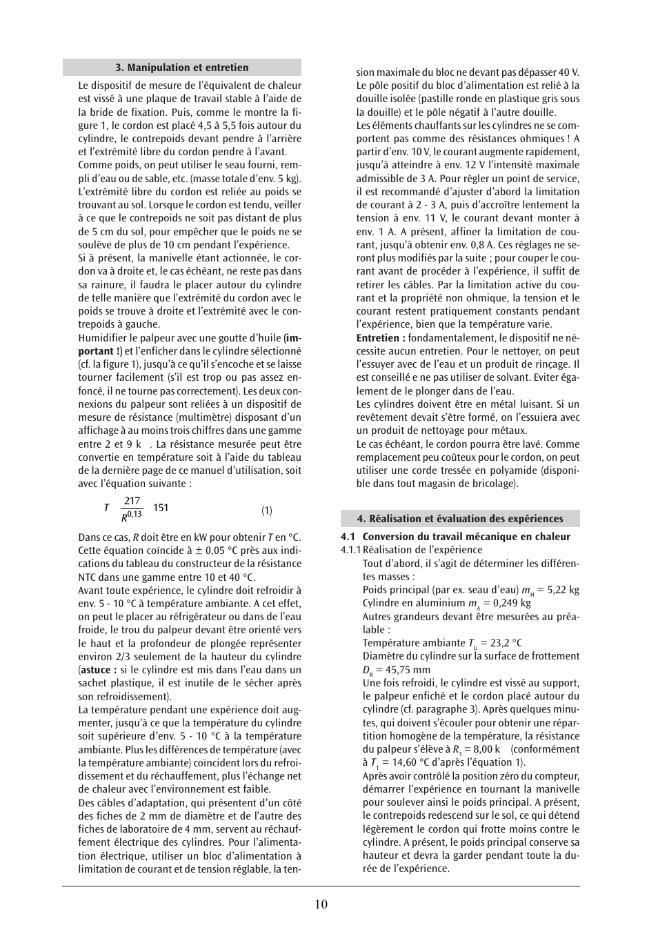 3B Scientific Heat Equivalent Apparatus User Manual | Page 10 / 24