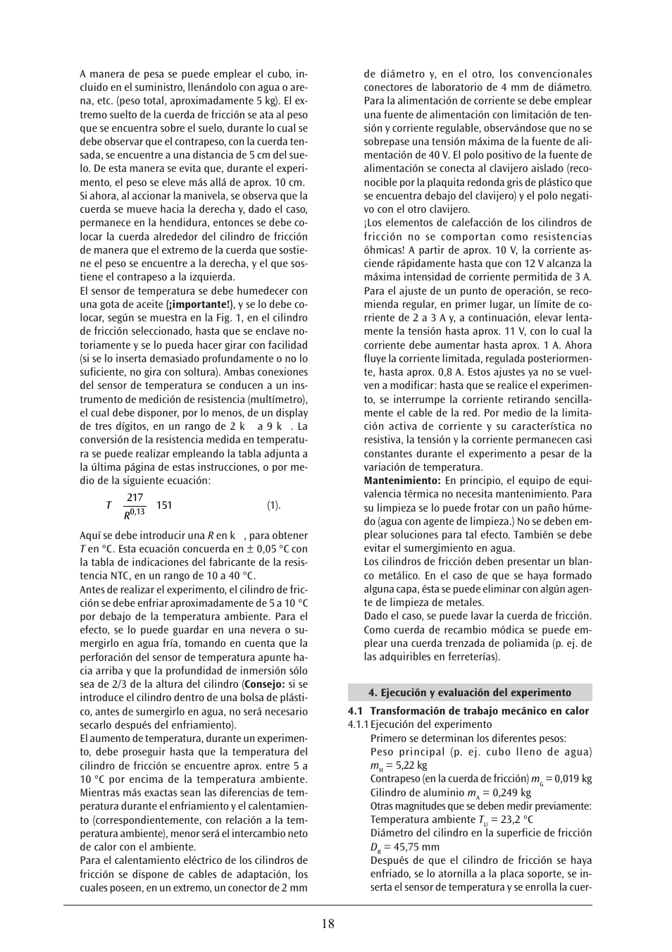 3B Scientific Heat Equivalent Apparatus User Manual | Page 18 / 24