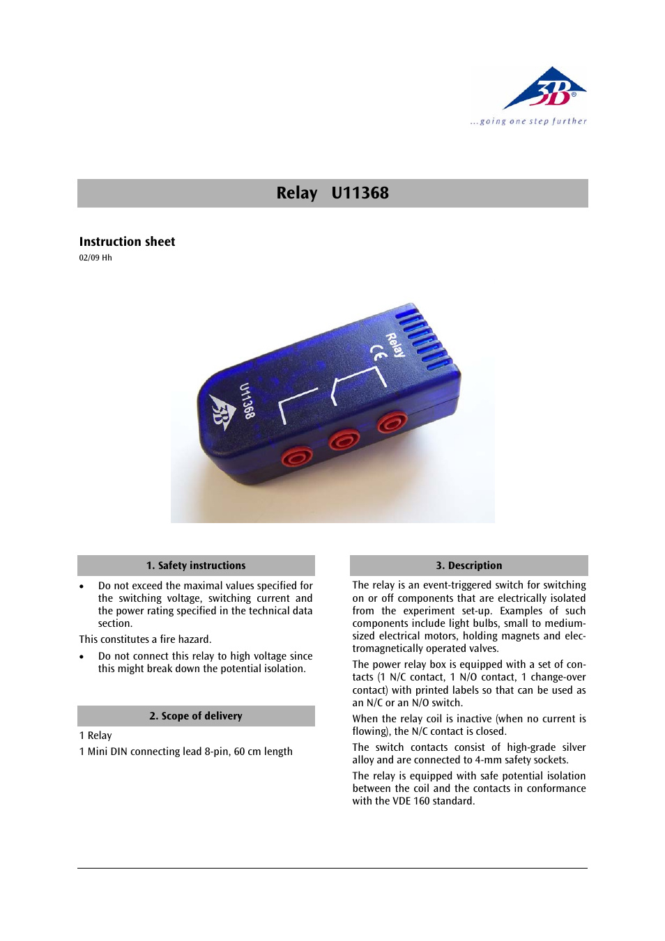 3B Scientific Relay User Manual | 2 pages