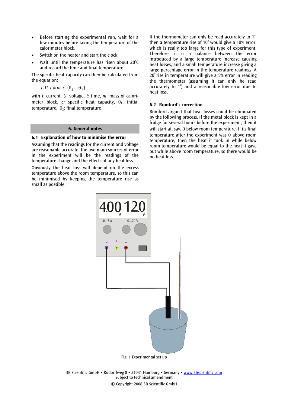 3B Scientific Metal Block Calorimeters User Manual | Page 2 / 2