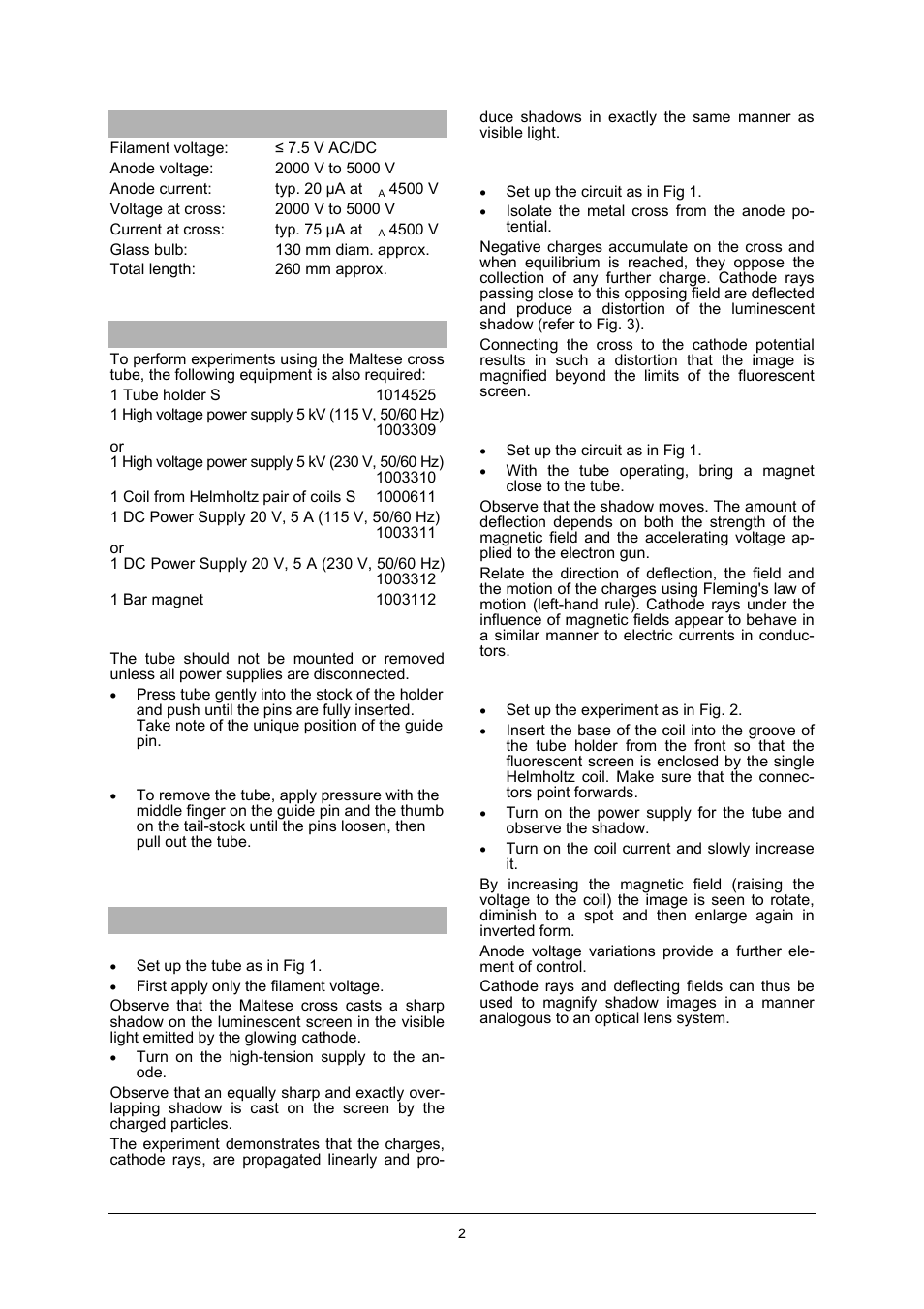 3B Scientific Teltron Maltese Cross Tube S User Manual | Page 2 / 4