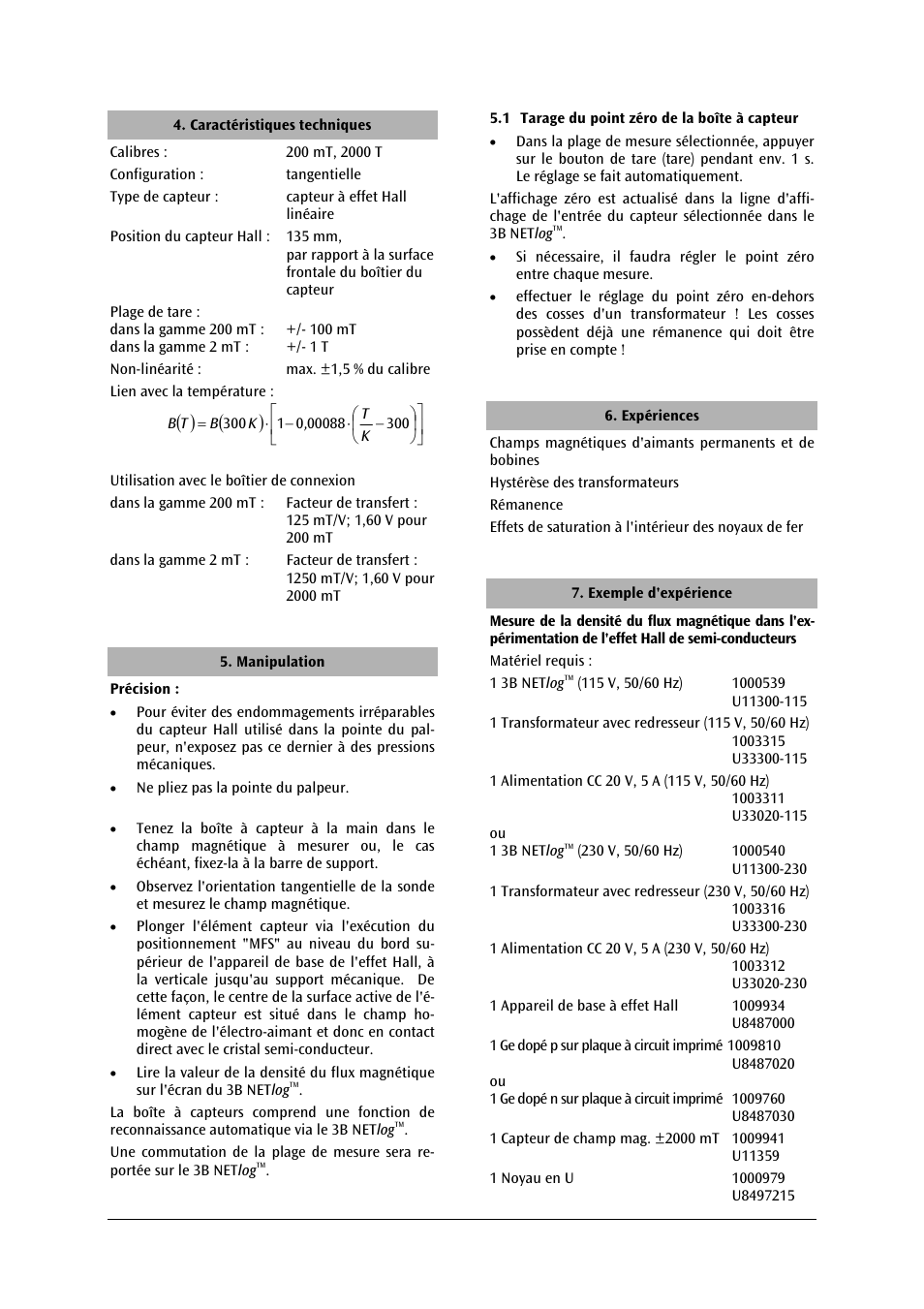 3B Scientific Magnetic Field Sensor ±2000 mT User Manual | Page 10 / 24