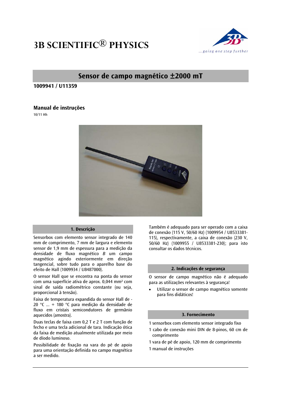 3b scientific® physics, Sensor de campo magnético ±2000 mt | 3B Scientific Magnetic Field Sensor ±2000 mT User Manual | Page 21 / 24