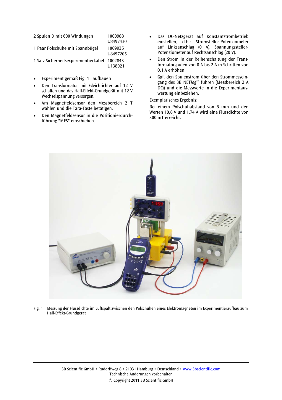 3B Scientific Magnetic Field Sensor ±2000 mT User Manual | Page 3 / 24