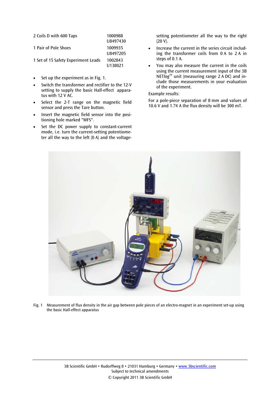 3B Scientific Magnetic Field Sensor ±2000 mT User Manual | Page 7 / 24