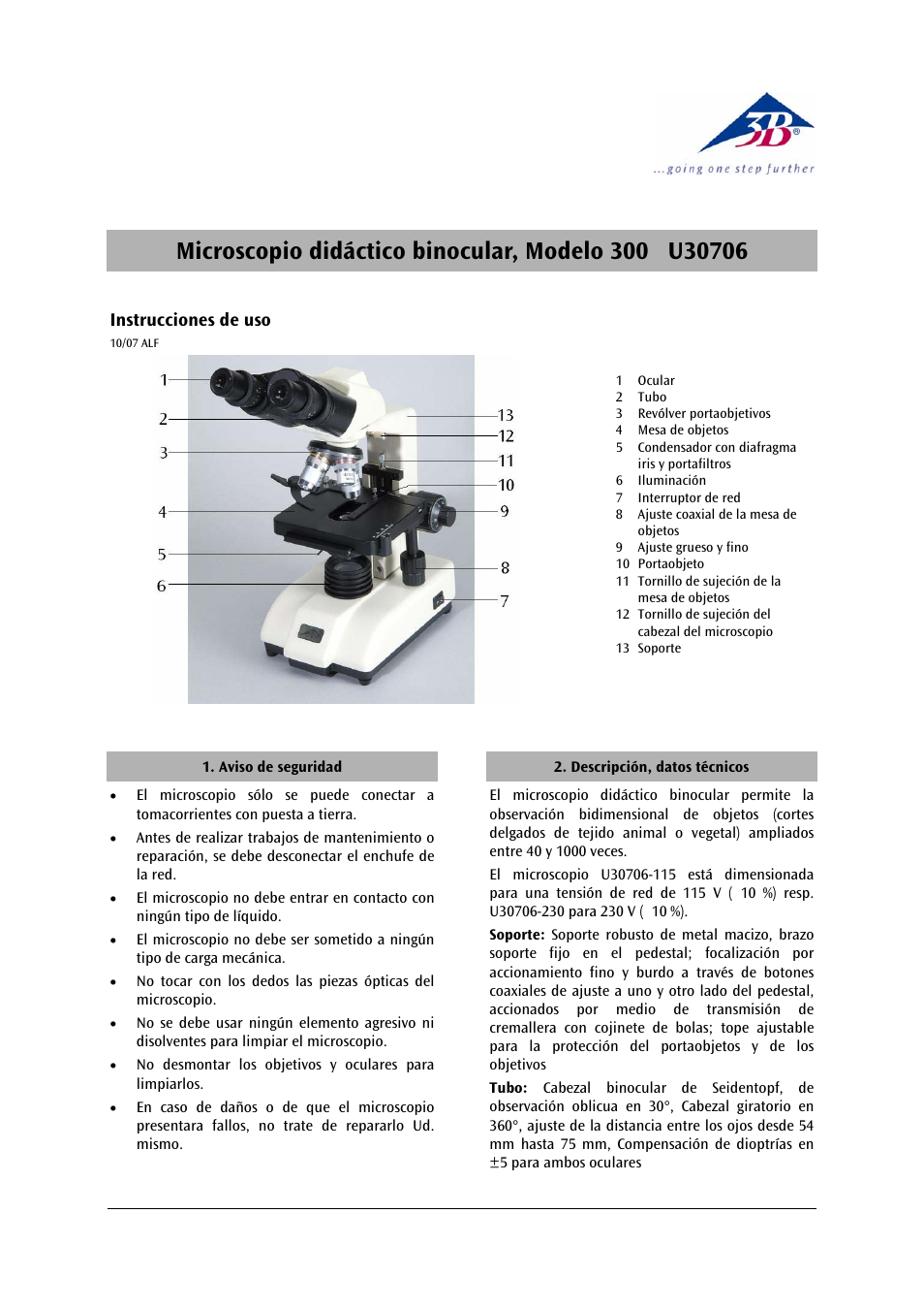 3b scientific, Physics | 3B Scientific Binocular Course Microscope Model 300 (230 V, 50__60 Hz) User Manual | Page 10 / 15