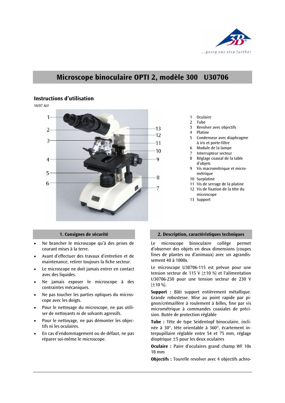 3b scientific, Physics | 3B Scientific Binocular Course Microscope Model 300 (230 V, 50__60 Hz) User Manual | Page 5 / 15