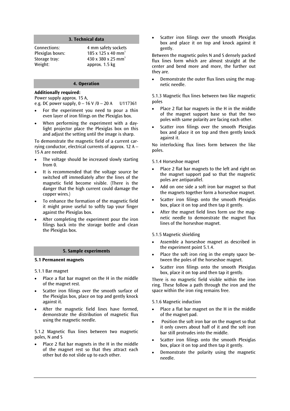 3B Scientific Set of apparatus for Displaying Magnetic Fields User Manual | Page 2 / 3