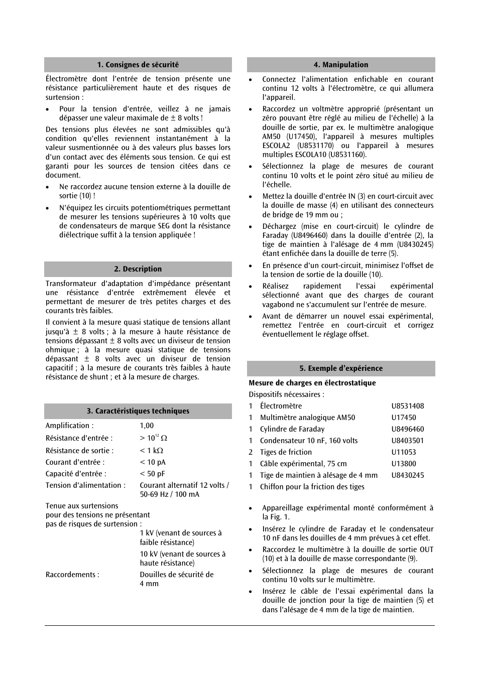 3B Scientific Electrometer (115 V, 50__60 Hz) User Manual | Page 10 / 24