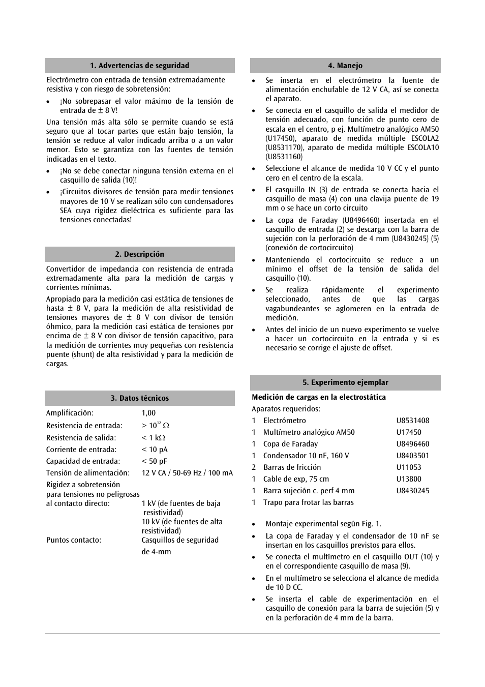 3B Scientific Electrometer (115 V, 50__60 Hz) User Manual | Page 18 / 24