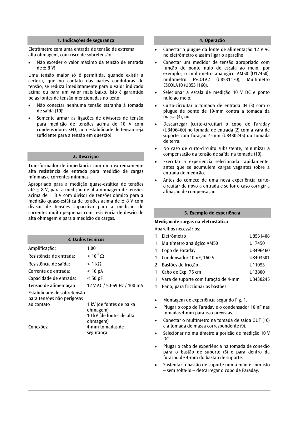 3B Scientific Electrometer (115 V, 50__60 Hz) User Manual | Page 22 / 24