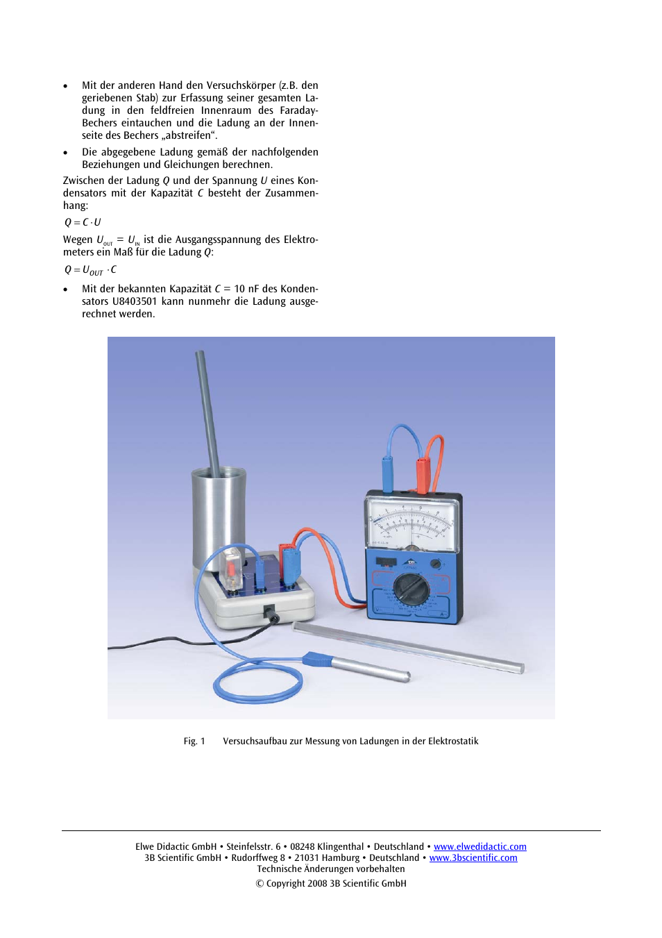 3B Scientific Electrometer (115 V, 50__60 Hz) User Manual | Page 3 / 24