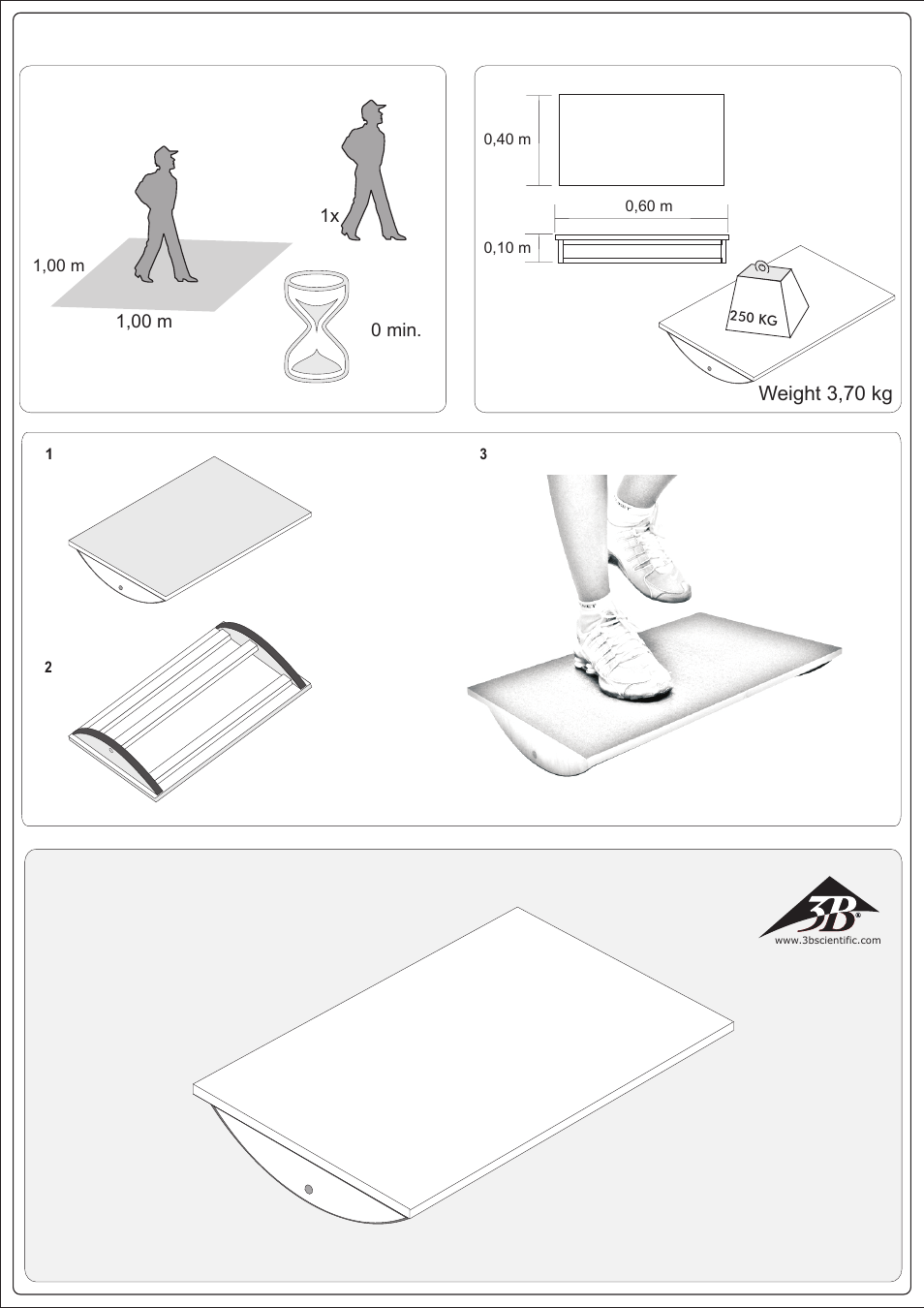 Weight 3,70 kg | 3B Scientific Rectangular Rocker Board 0 - 350 angles User Manual | Page 2 / 2