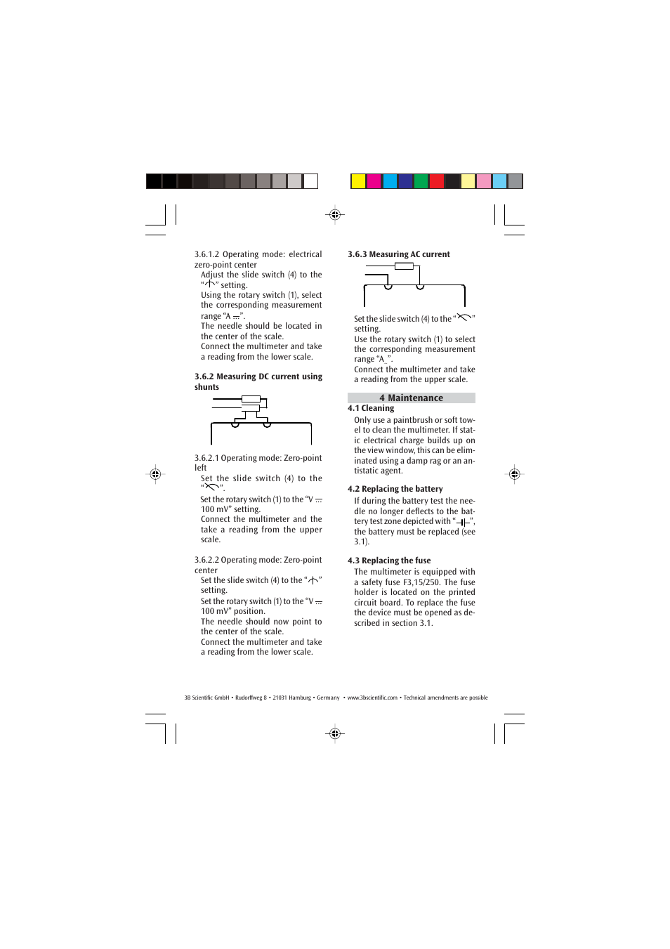 3B Scientific Analog Multimeter AM50 User Manual | Page 10 / 32