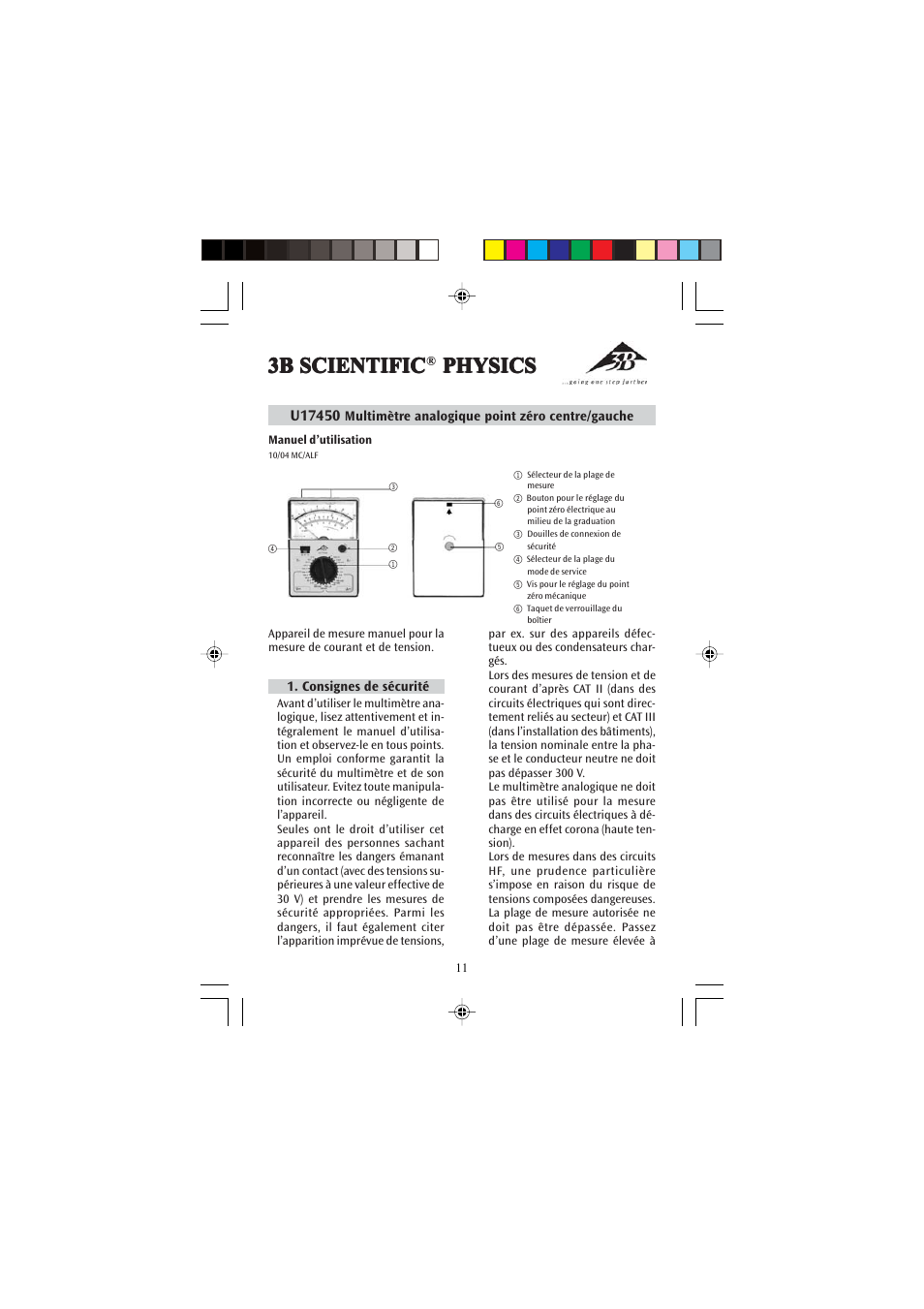 3b scientific | 3B Scientific Analog Multimeter AM50 User Manual | Page 11 / 32