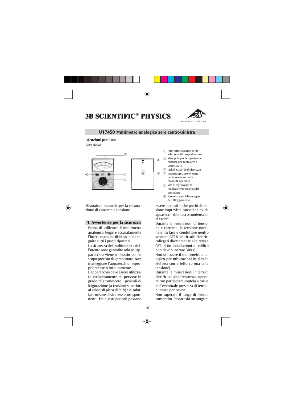 3b scientific | 3B Scientific Analog Multimeter AM50 User Manual | Page 16 / 32
