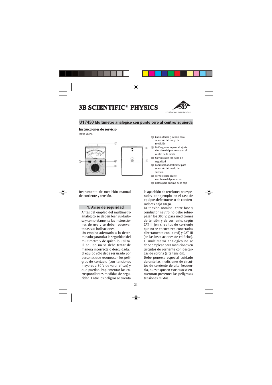 3b scientific | 3B Scientific Analog Multimeter AM50 User Manual | Page 21 / 32
