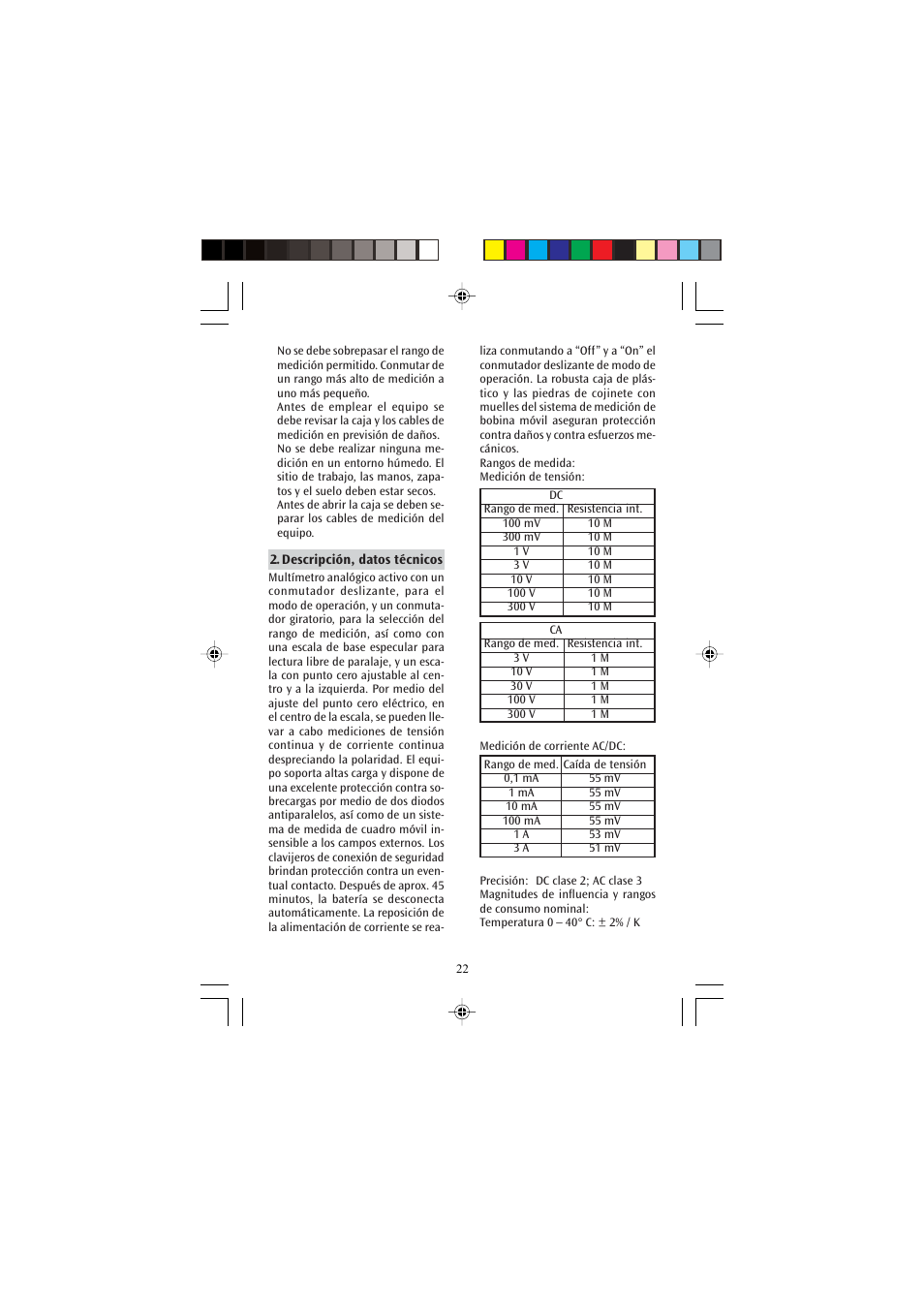 3B Scientific Analog Multimeter AM50 User Manual | Page 22 / 32