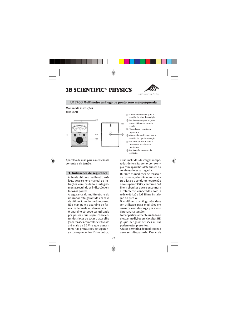 3b scientific | 3B Scientific Analog Multimeter AM50 User Manual | Page 27 / 32