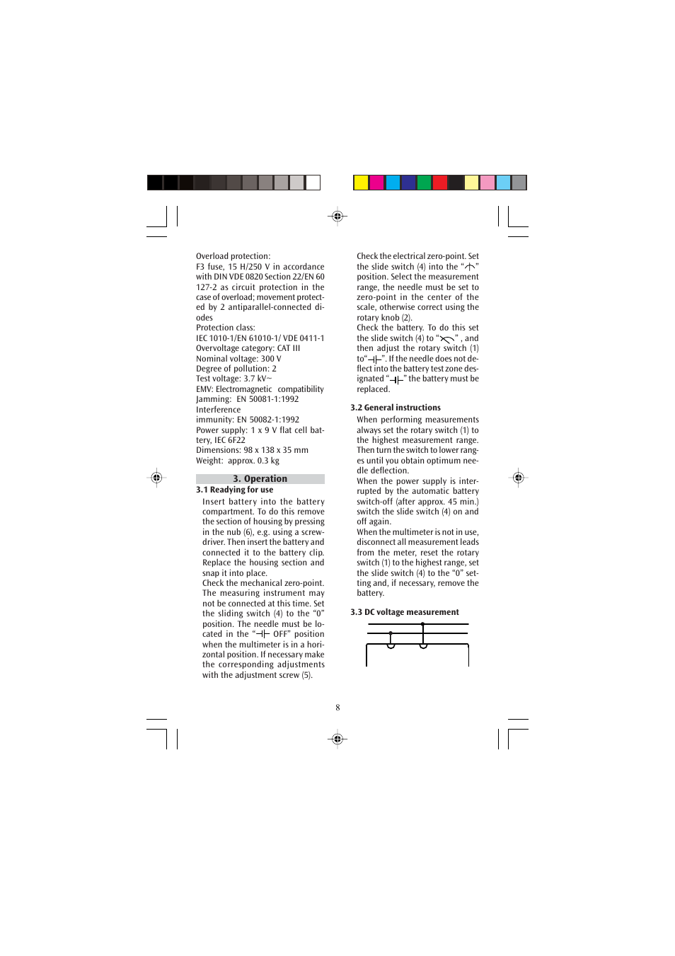 3B Scientific Analog Multimeter AM50 User Manual | Page 8 / 32