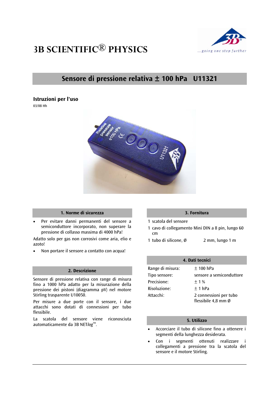3b scientific® physics | 3B Scientific Relative Pressure Sensor, ±100 hPa User Manual | Page 13 / 24