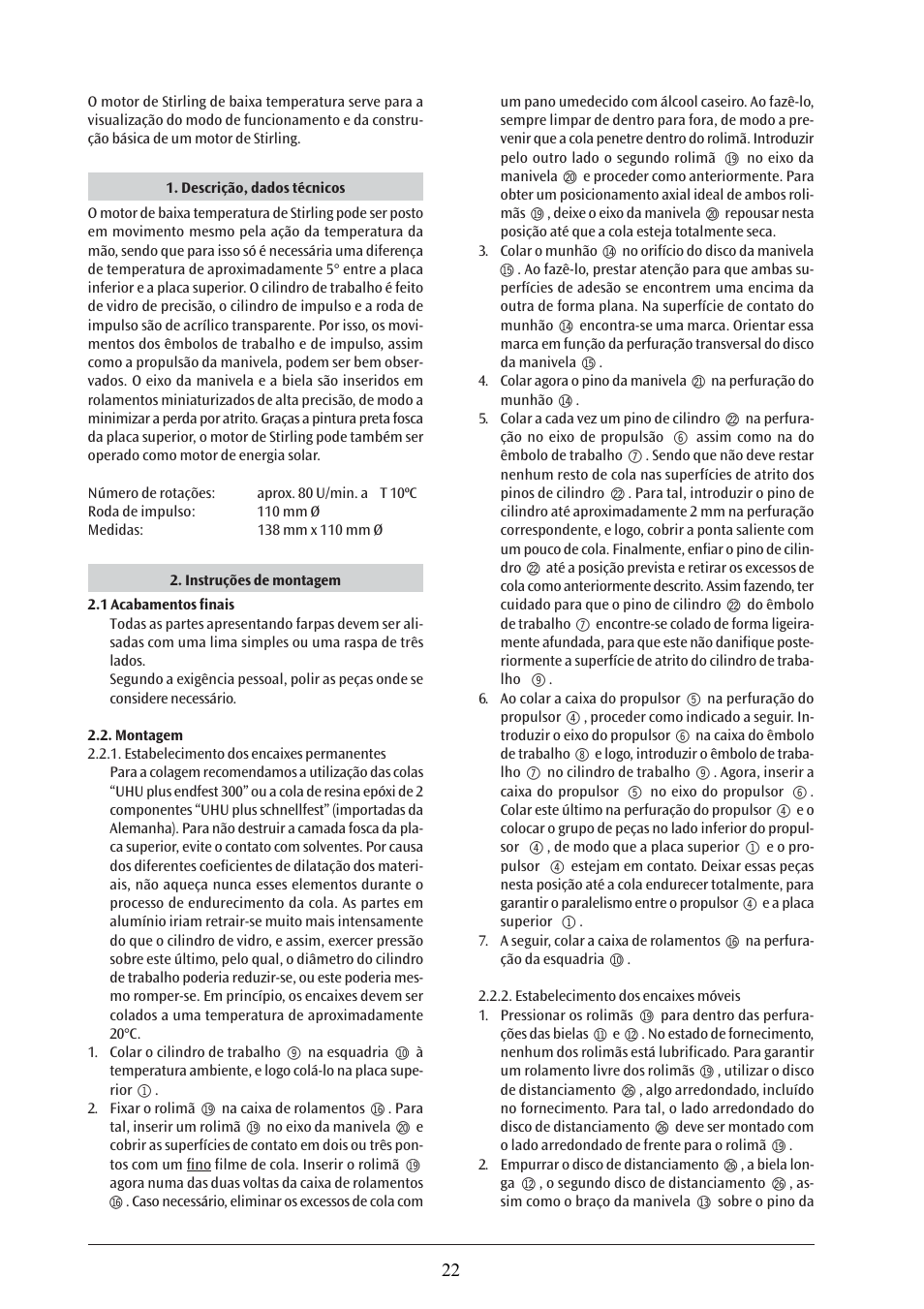 3B Scientific Low Temperature Stirling Engine Kit, Assembly Kit User Manual | Page 22 / 24