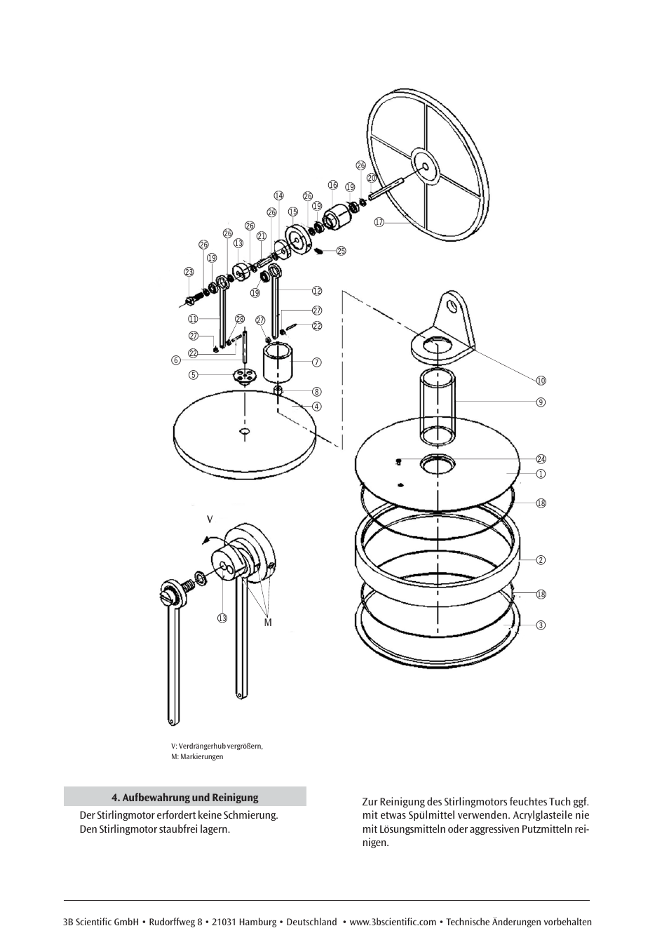 3B Scientific Low Temperature Stirling Engine Kit, Assembly Kit User Manual | Page 4 / 24