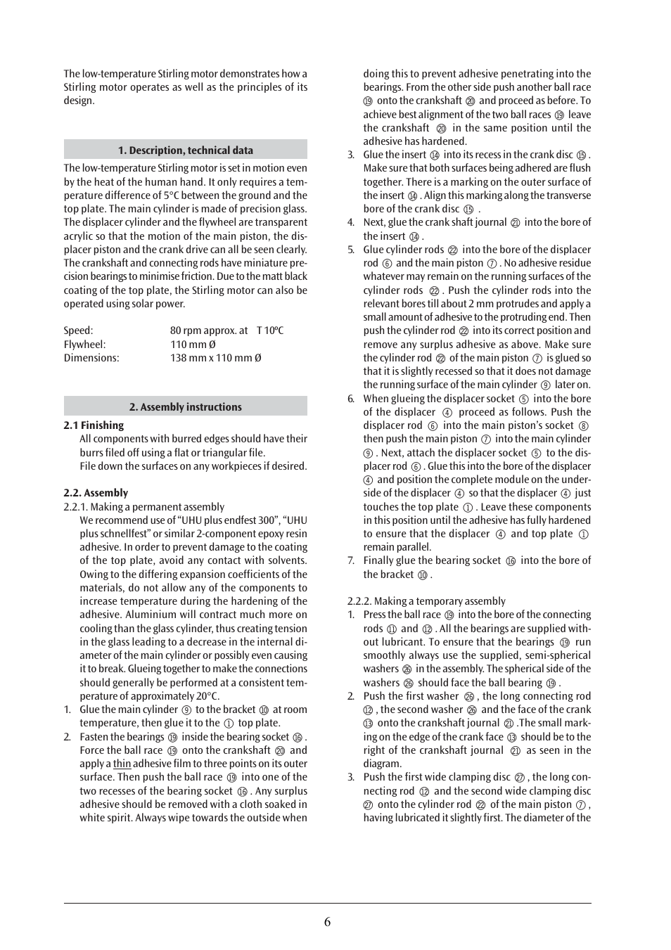 3B Scientific Low Temperature Stirling Engine Kit, Assembly Kit User Manual | Page 6 / 24