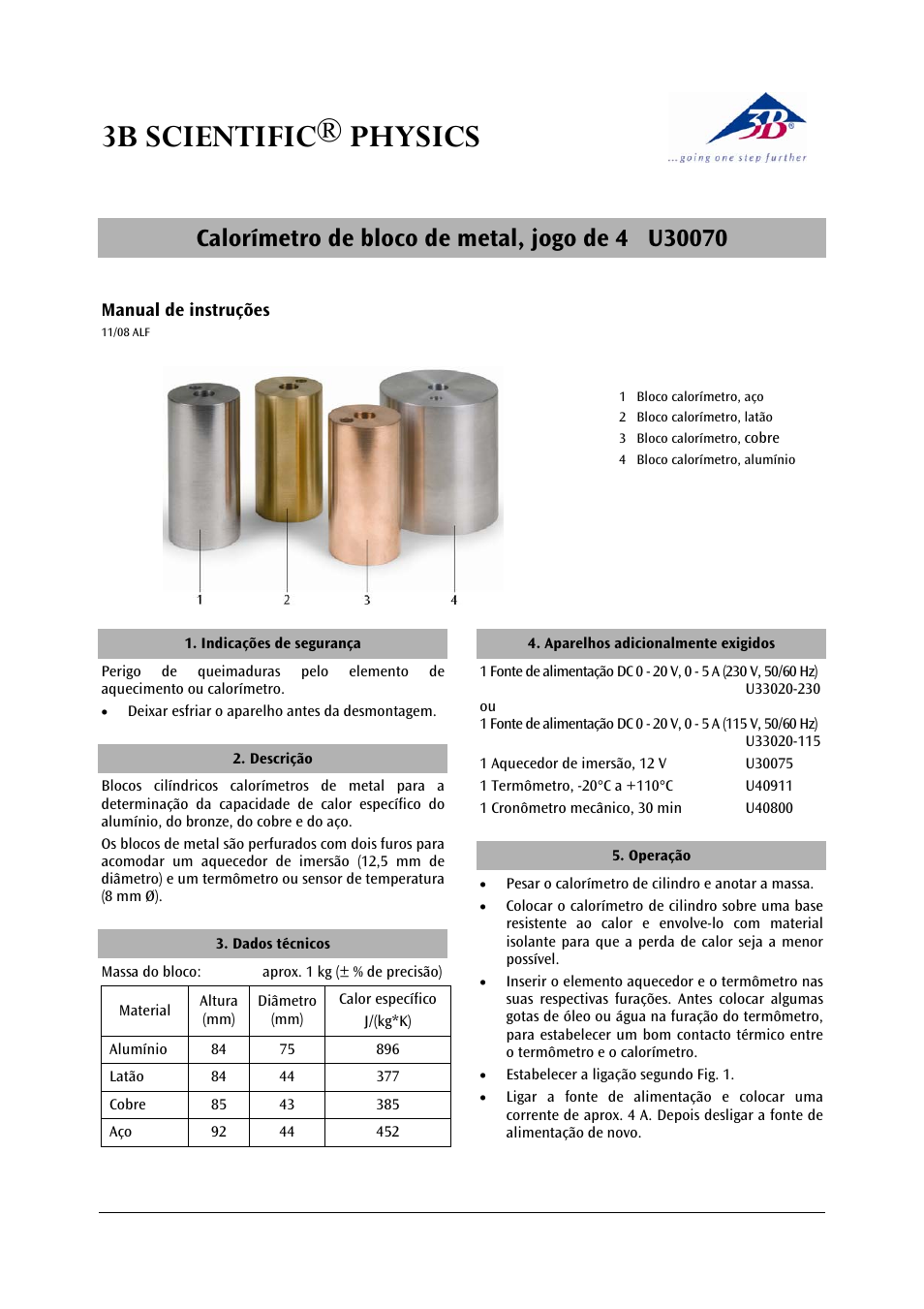 3b scientific® physics | 3B Scientific Metal Block Calorimeters User Manual | Page 11 / 12