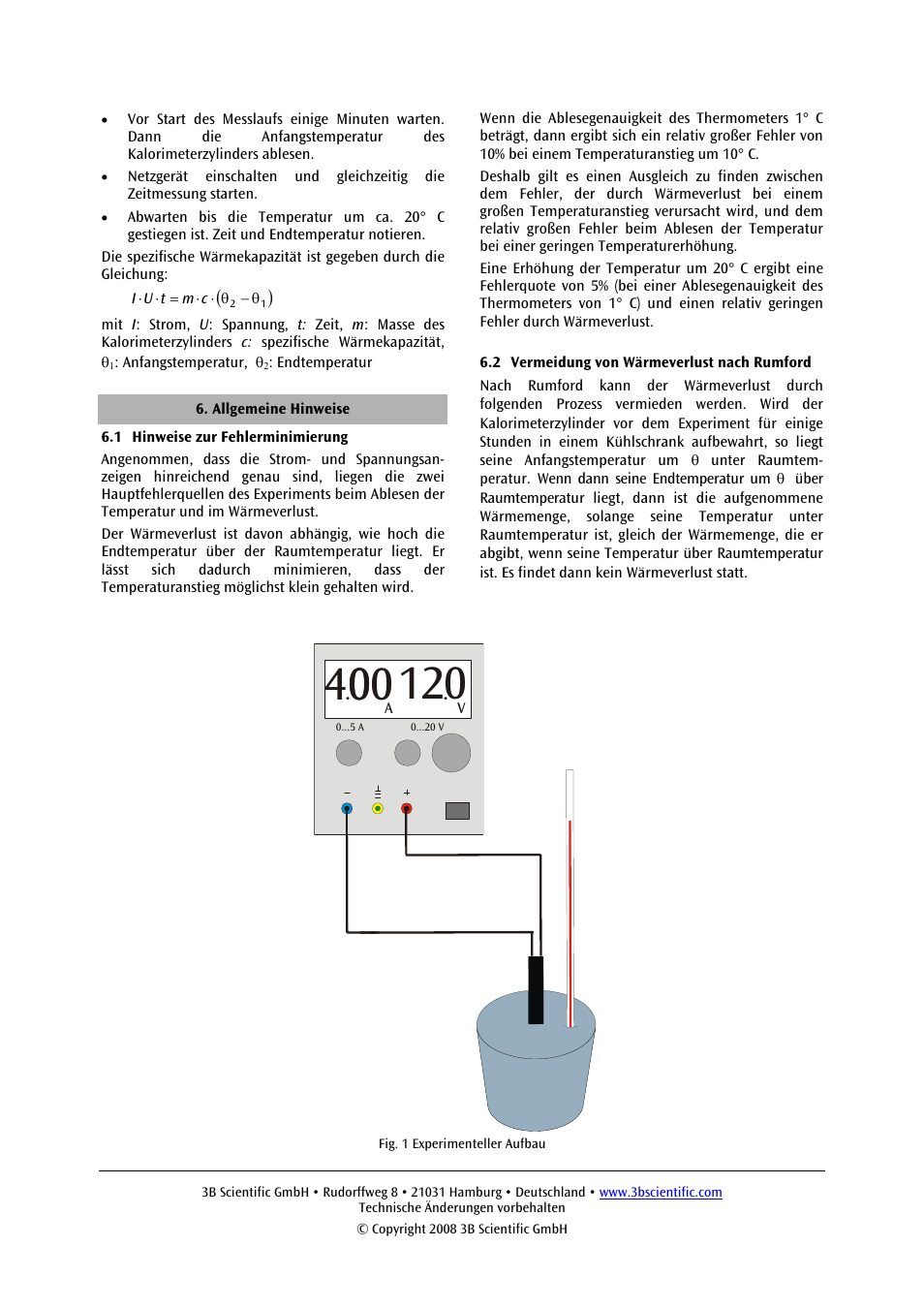 3B Scientific Metal Block Calorimeters User Manual | Page 2 / 12