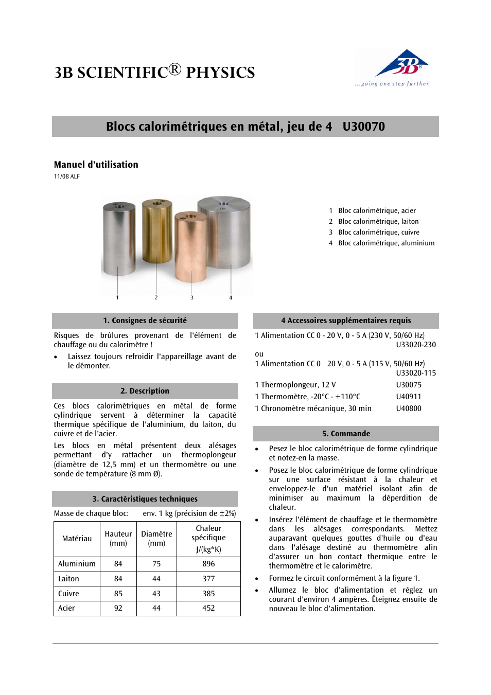 3b scientific® physics | 3B Scientific Metal Block Calorimeters User Manual | Page 5 / 12