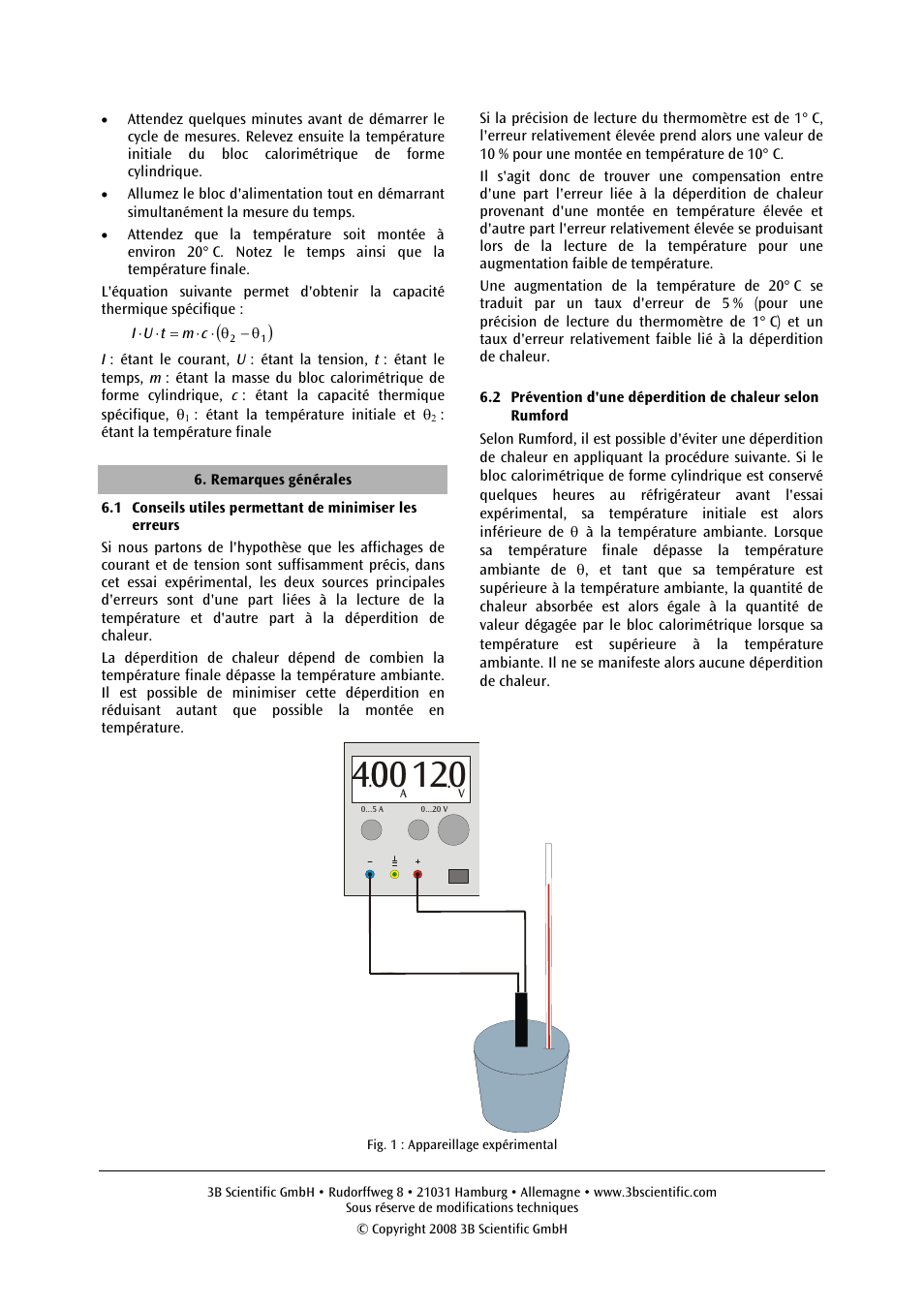 3B Scientific Metal Block Calorimeters User Manual | Page 6 / 12