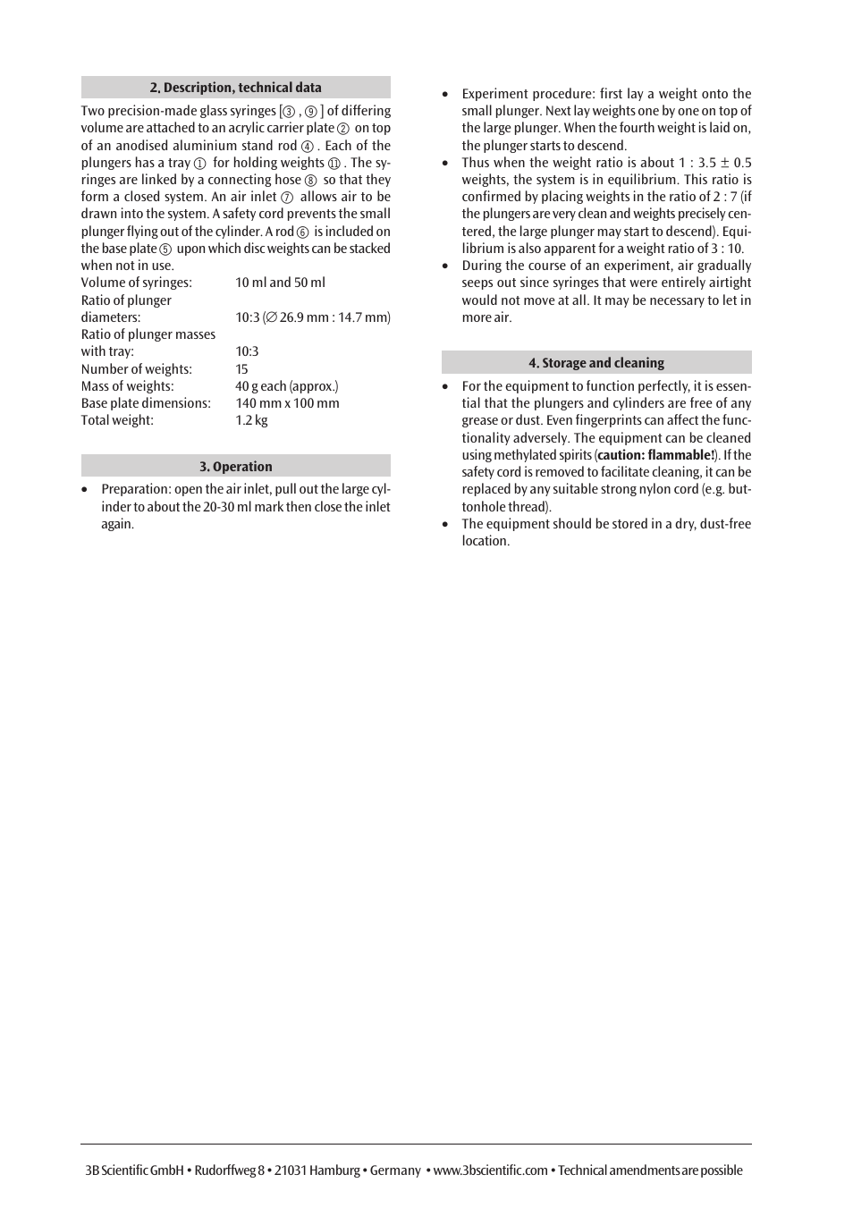 3B Scientific Pressure Balance User Manual | Page 4 / 12