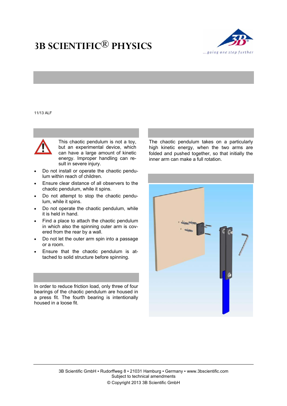 3B Scientific Chaotic Pendulum B User Manual | 2 pages