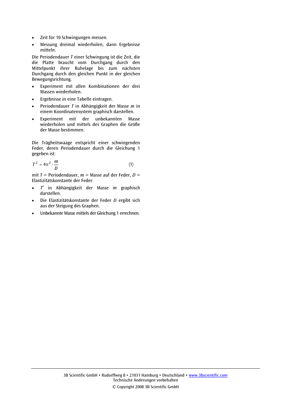 3B Scientific Inertia Balance User Manual | Page 2 / 12