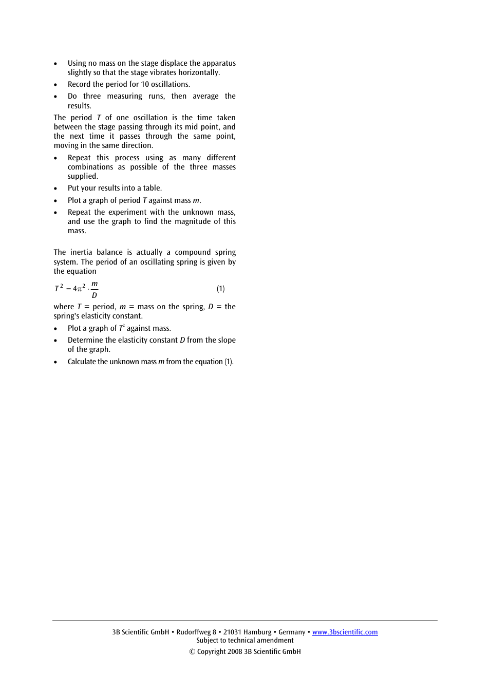 3B Scientific Inertia Balance User Manual | Page 4 / 12