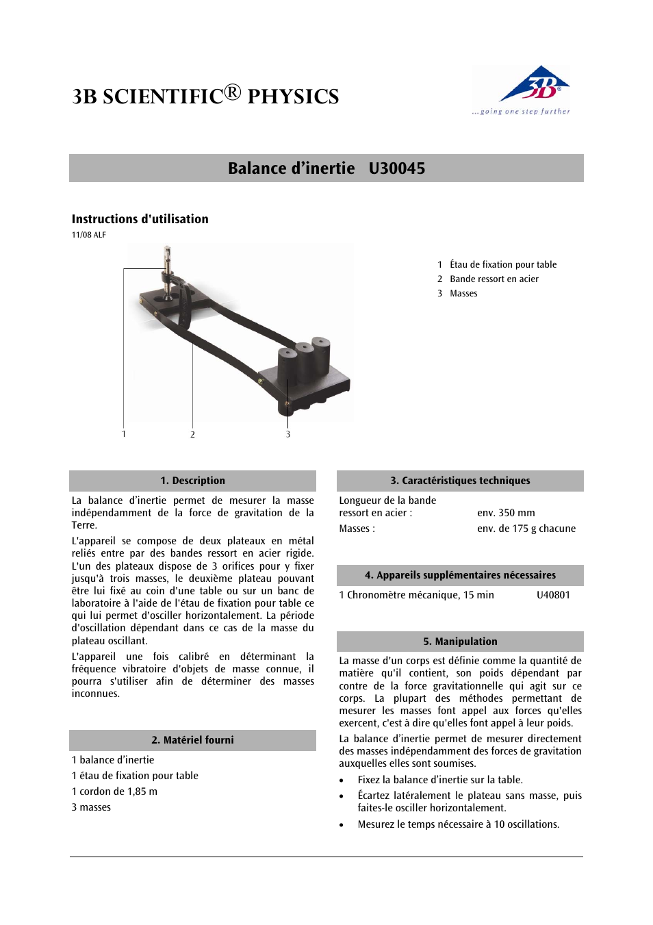 3b scientific® physics | 3B Scientific Inertia Balance User Manual | Page 5 / 12