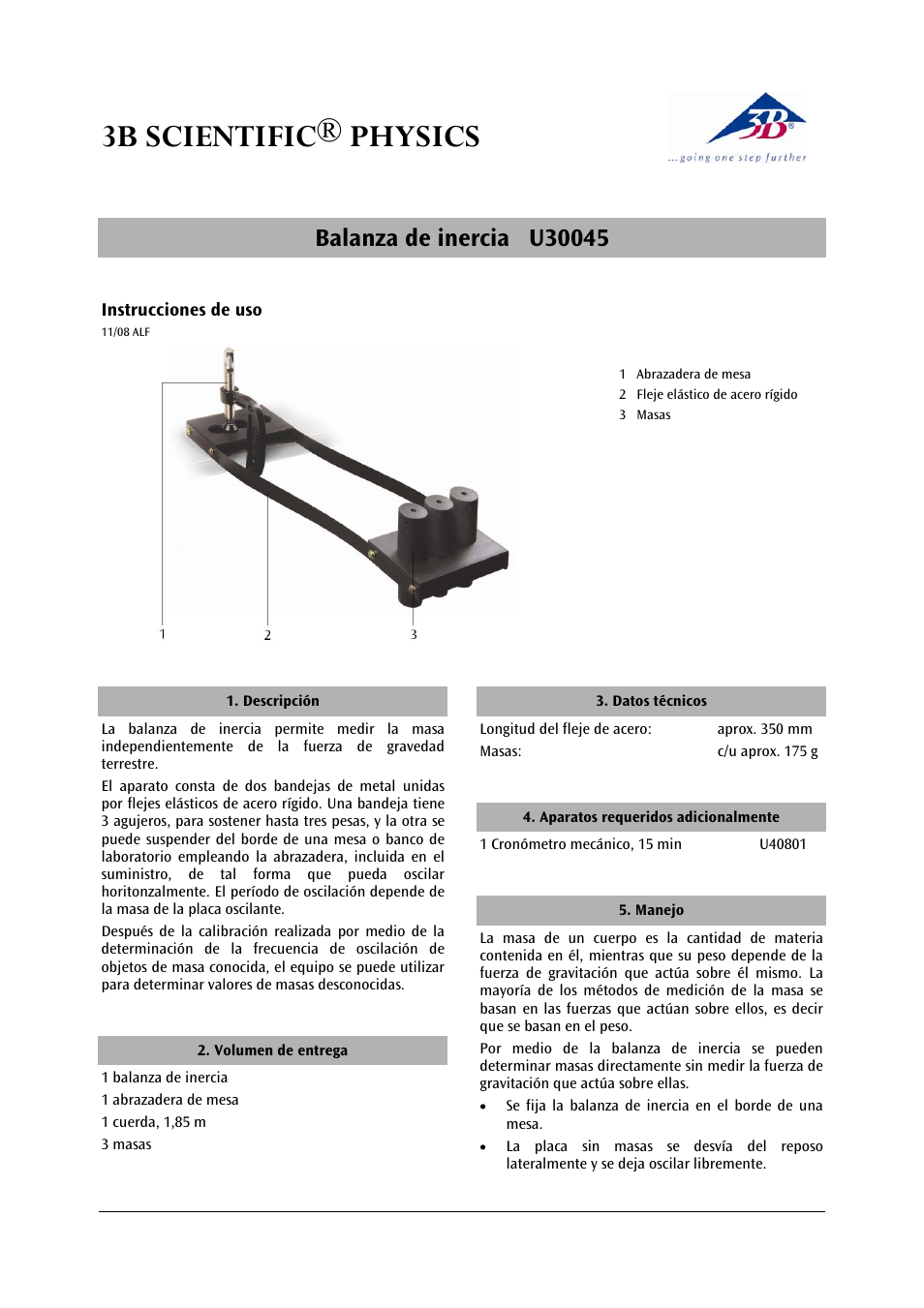 3b scientific® physics | 3B Scientific Inertia Balance User Manual | Page 9 / 12