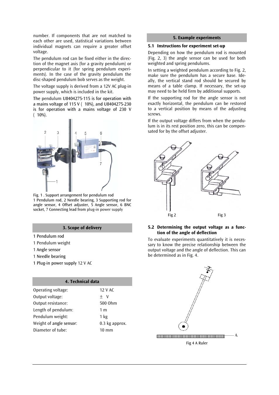 3B Scientific Pendulum Rod with Angle Sensor, 12V AC (115V,50__60Hz) User Manual | Page 6 / 24