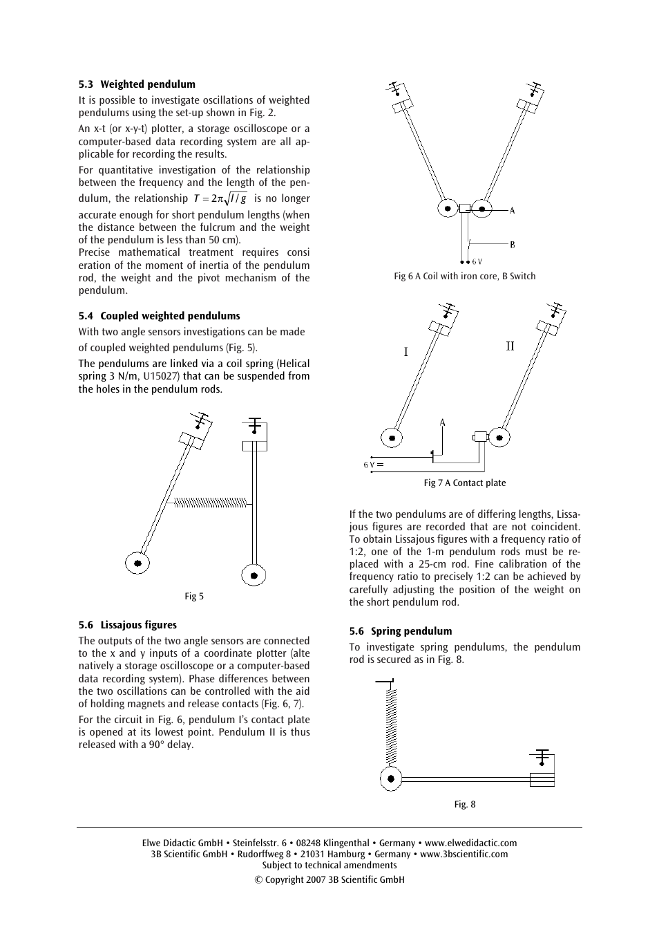 3B Scientific Pendulum Rod with Angle Sensor, 12V AC (115V,50__60Hz) User Manual | Page 7 / 24