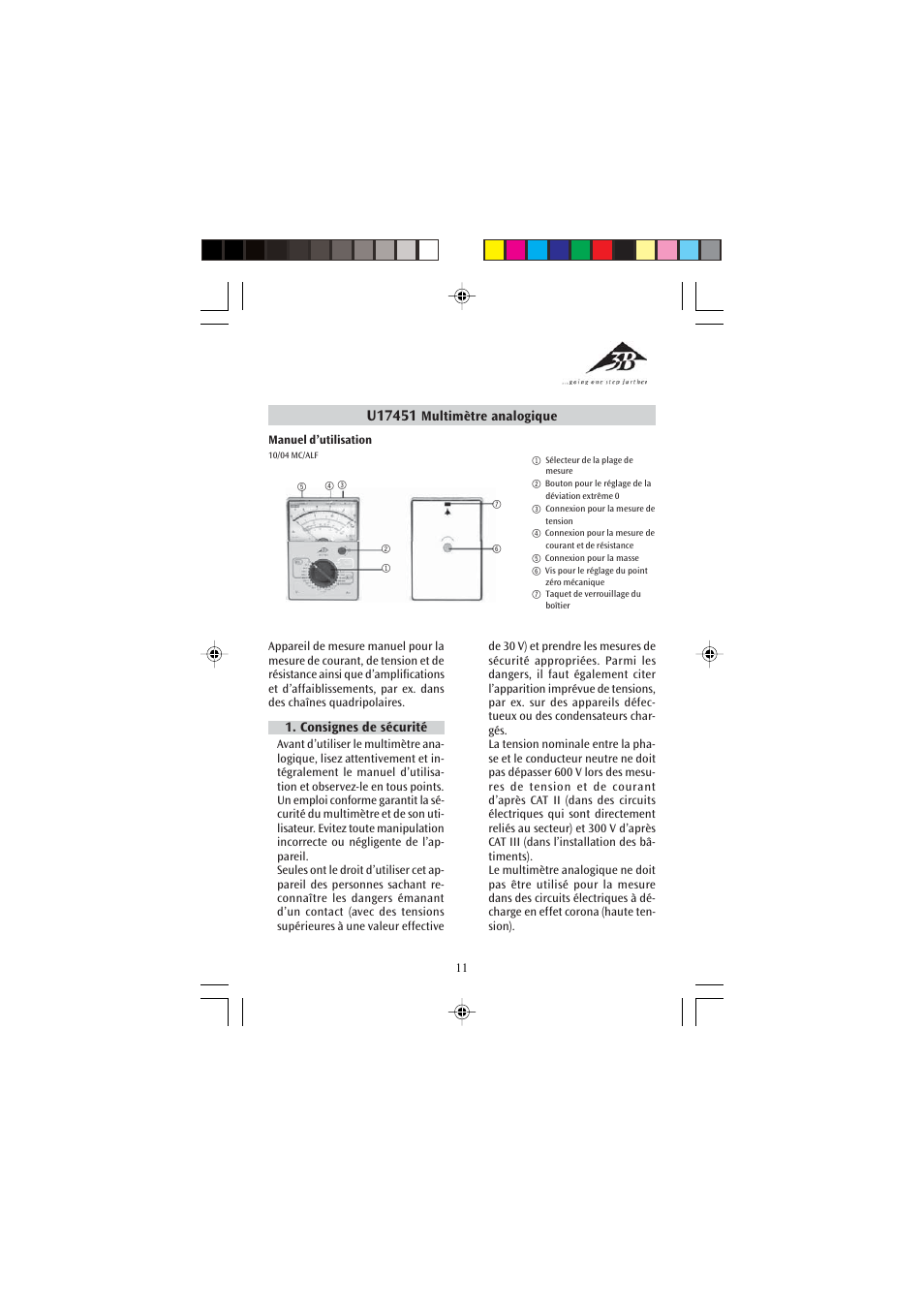 3B Scientific Analog Multimeter AM51 User Manual | Page 11 / 32