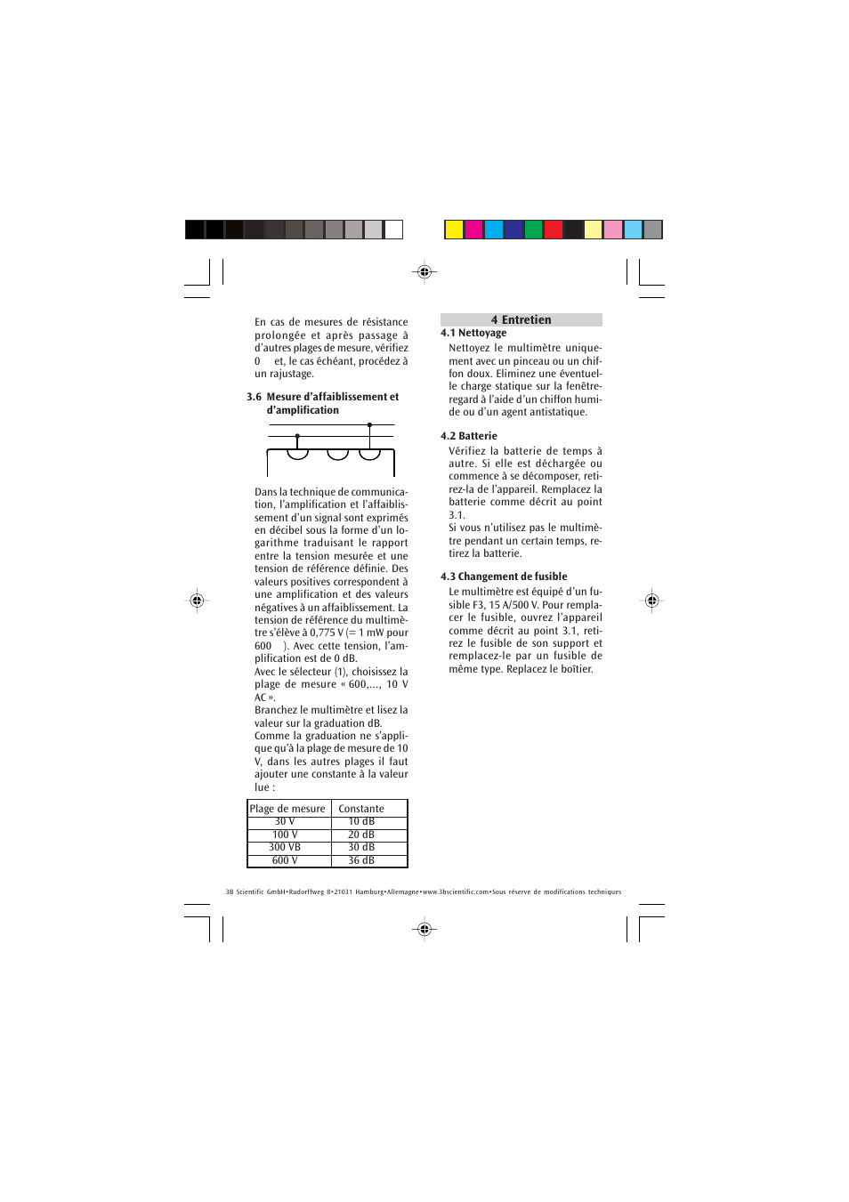 3B Scientific Analog Multimeter AM51 User Manual | Page 15 / 32
