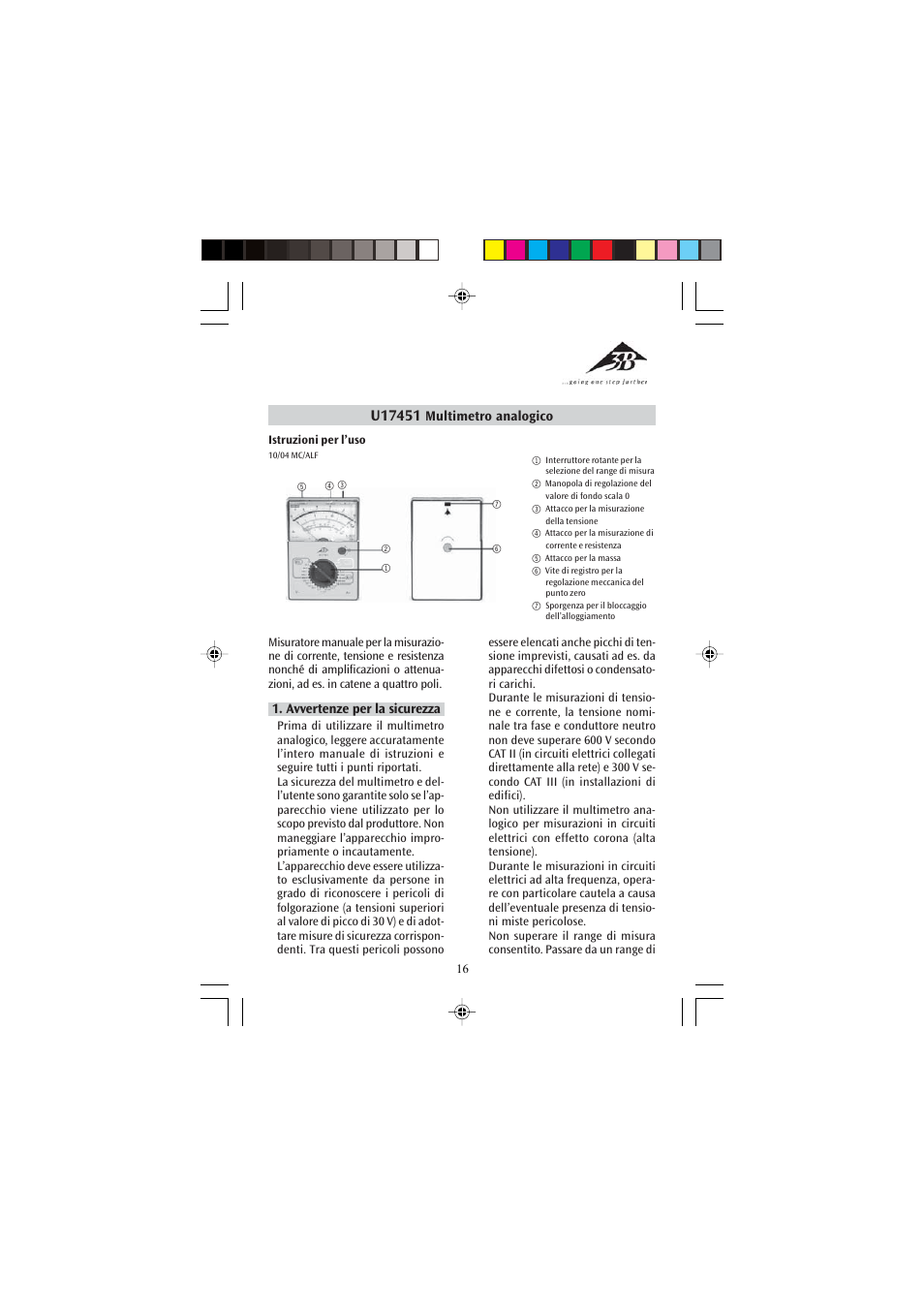 3B Scientific Analog Multimeter AM51 User Manual | Page 16 / 32