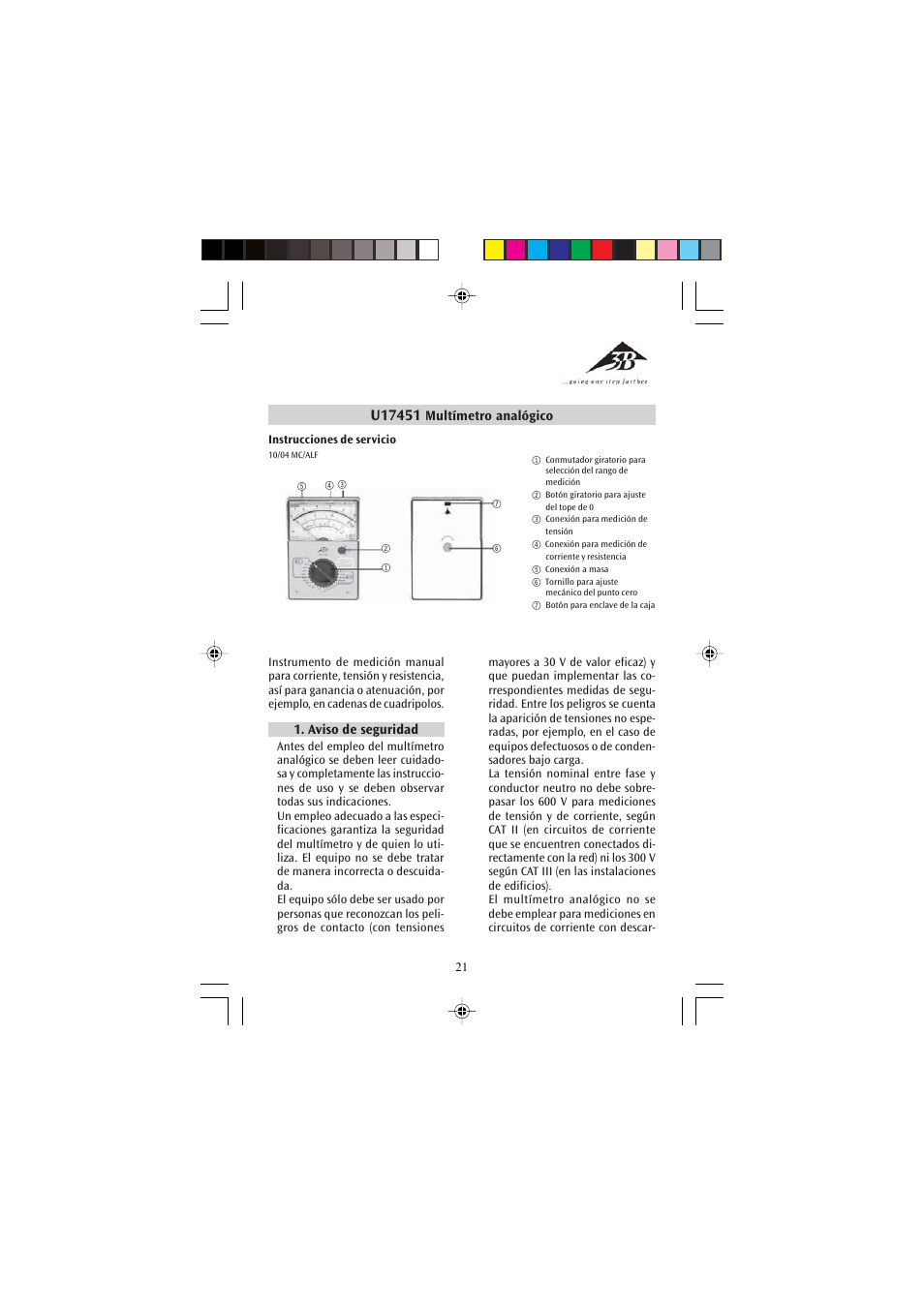 3B Scientific Analog Multimeter AM51 User Manual | Page 21 / 32