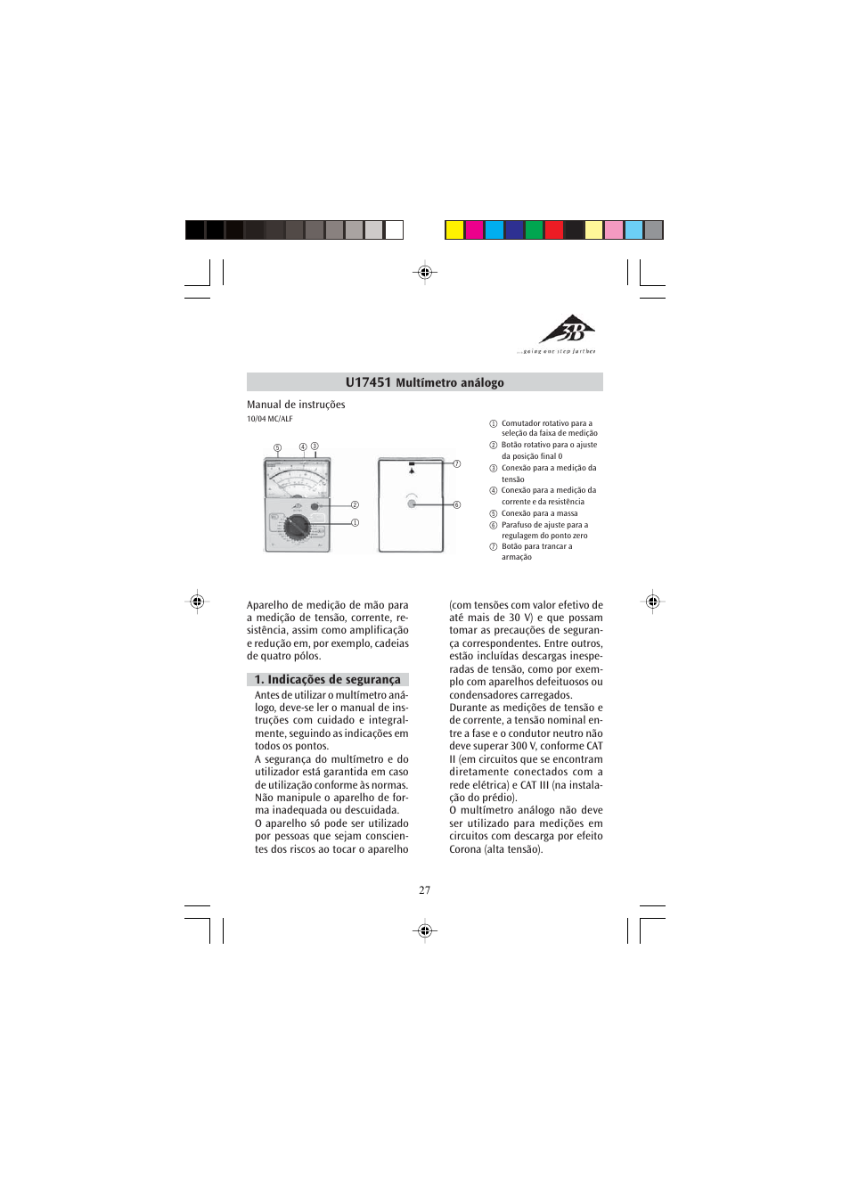 3B Scientific Analog Multimeter AM51 User Manual | Page 27 / 32