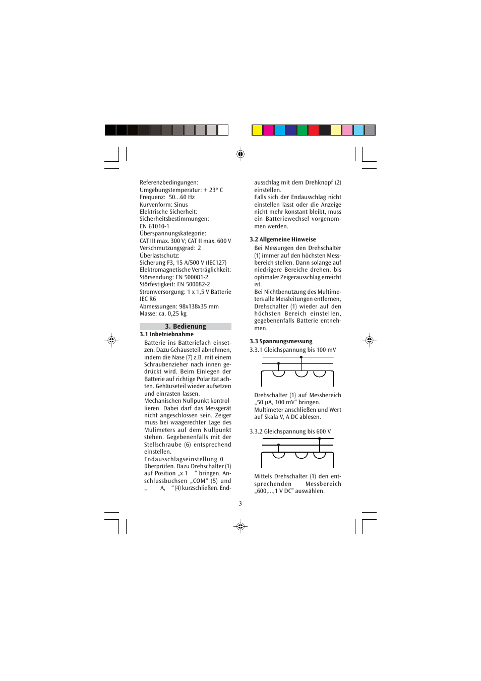 3B Scientific Analog Multimeter AM51 User Manual | Page 3 / 32