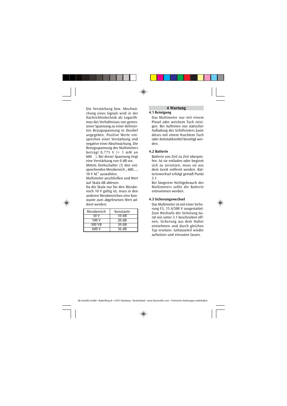 3B Scientific Analog Multimeter AM51 User Manual | Page 5 / 32
