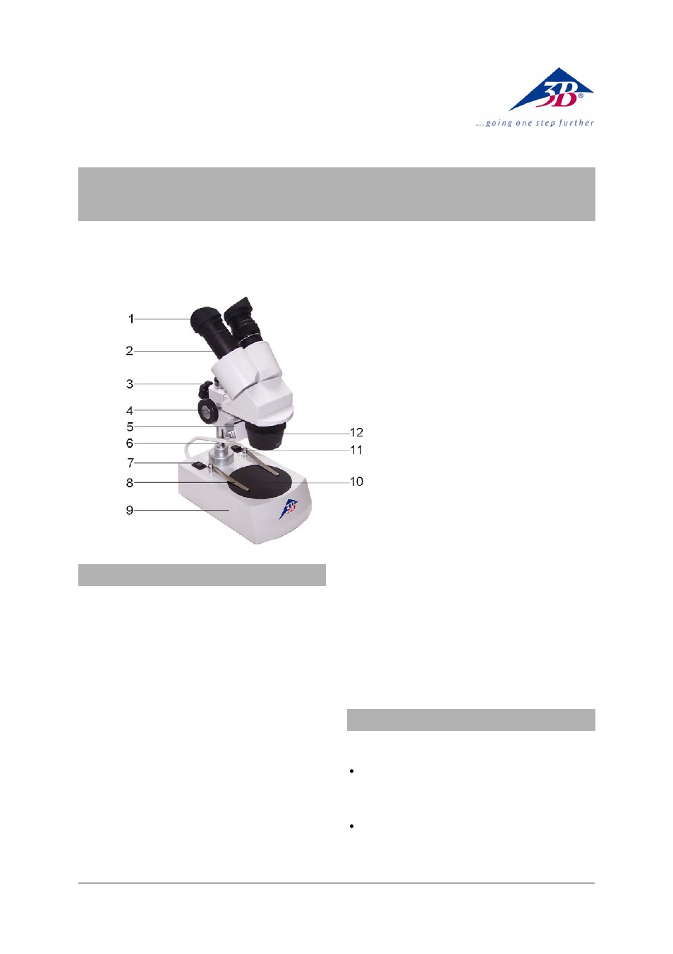 3B Scientific Stereo Microscope, 40x, Transmitted-Light Illumination LED (230 V, 50__60 Hz) User Manual | 2 pages